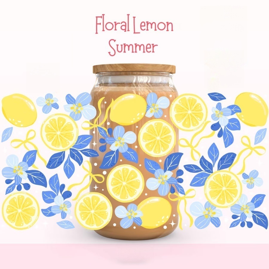 Lemon Floral UV DTF Transfer S - Rdta Tank Glass avaliação e preço