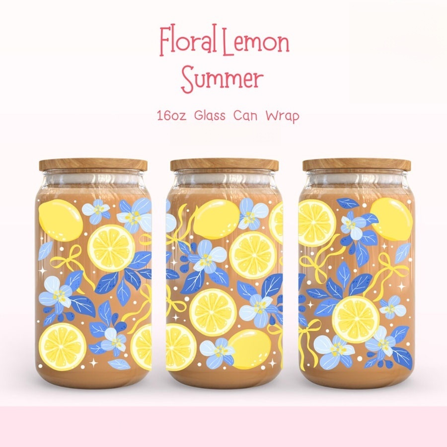 Lemon Floral UV DTF Transfer S - Rdta Tank Glass avaliação e preço