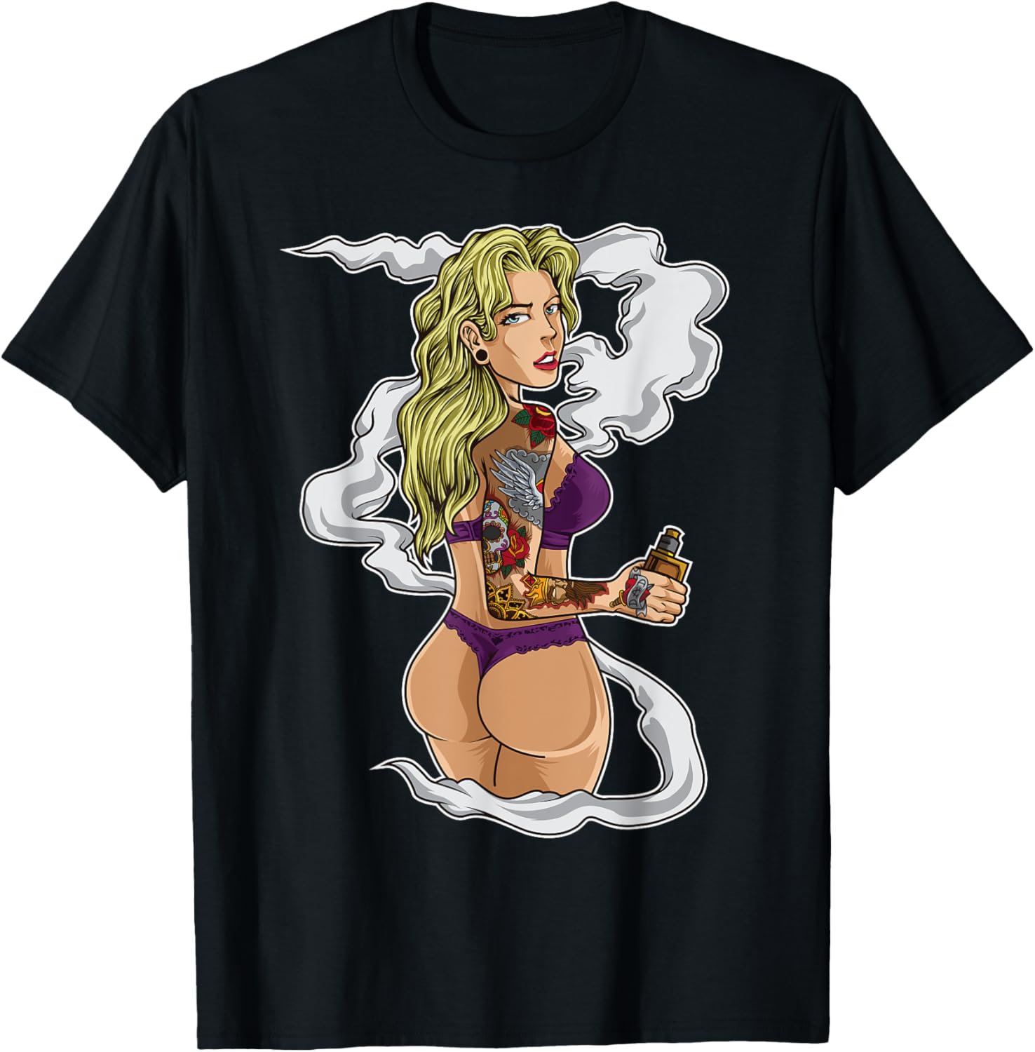 Tattooed Vaping Girl Graphic T - Vaping Shop avaliação e preço