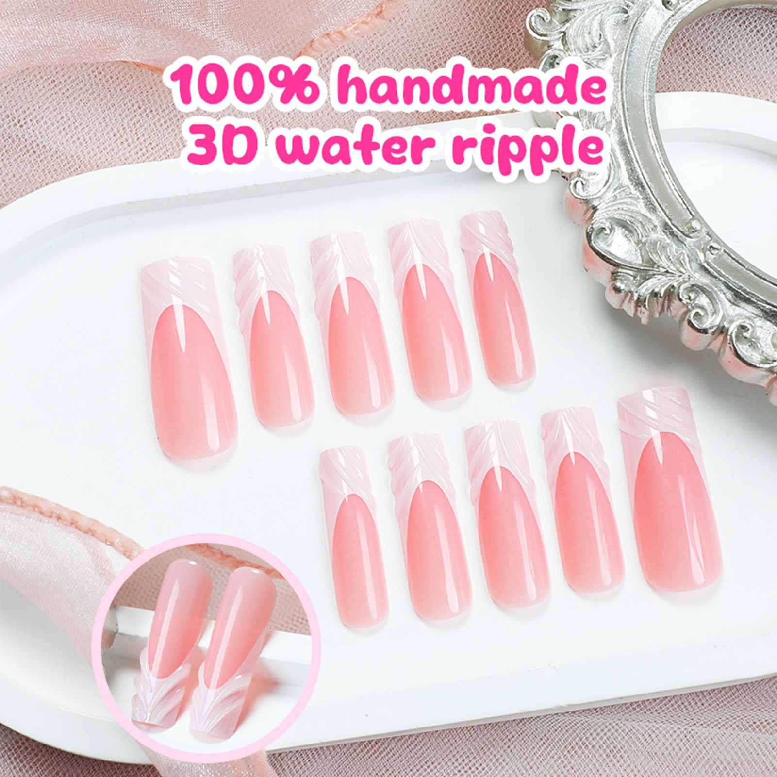 24Pcs Long Square Head Nails S - Drip Tip Resin avaliação e preço