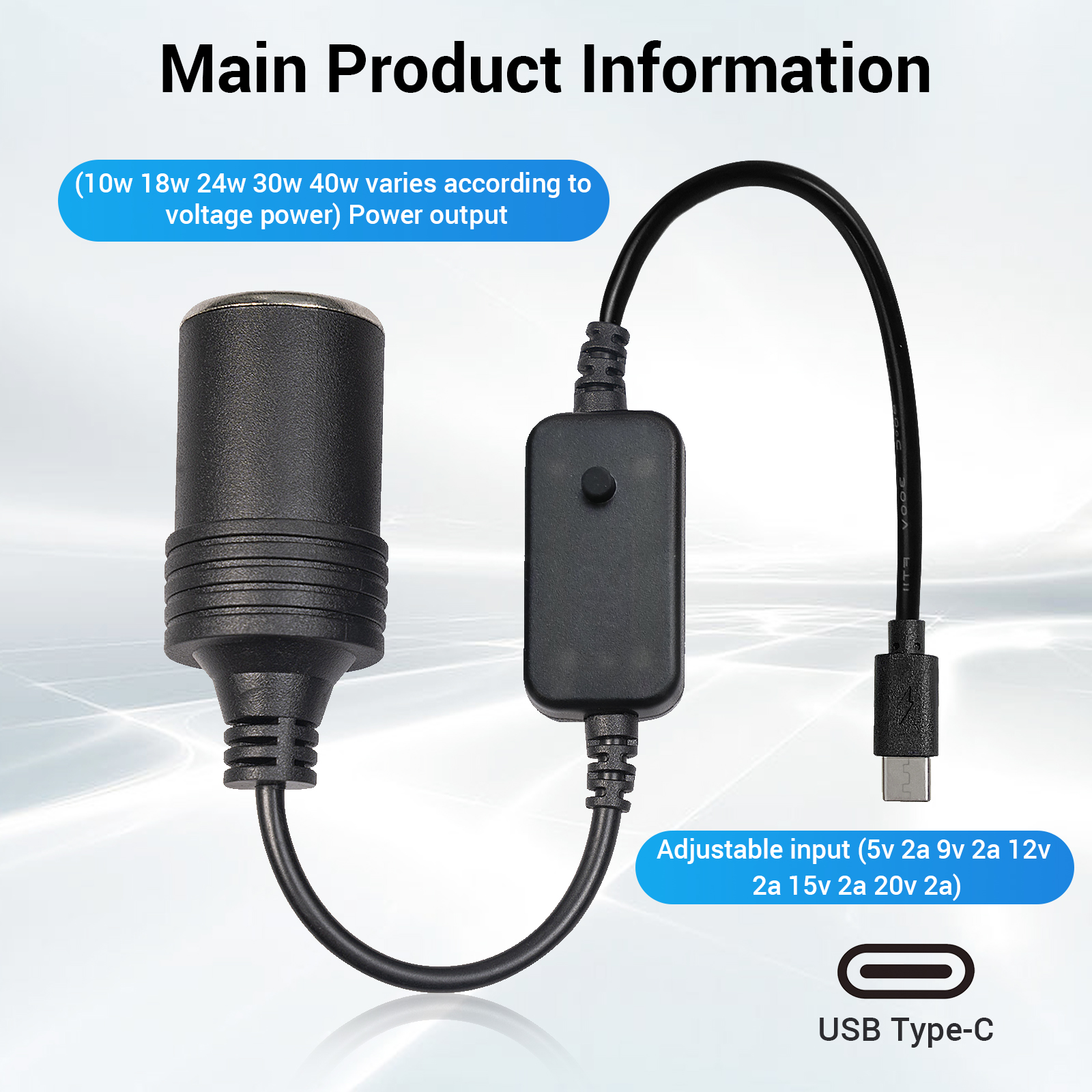 1pc 5V 2A USB To 12V Cigarette - Accessories Experts Vape avaliação e preço