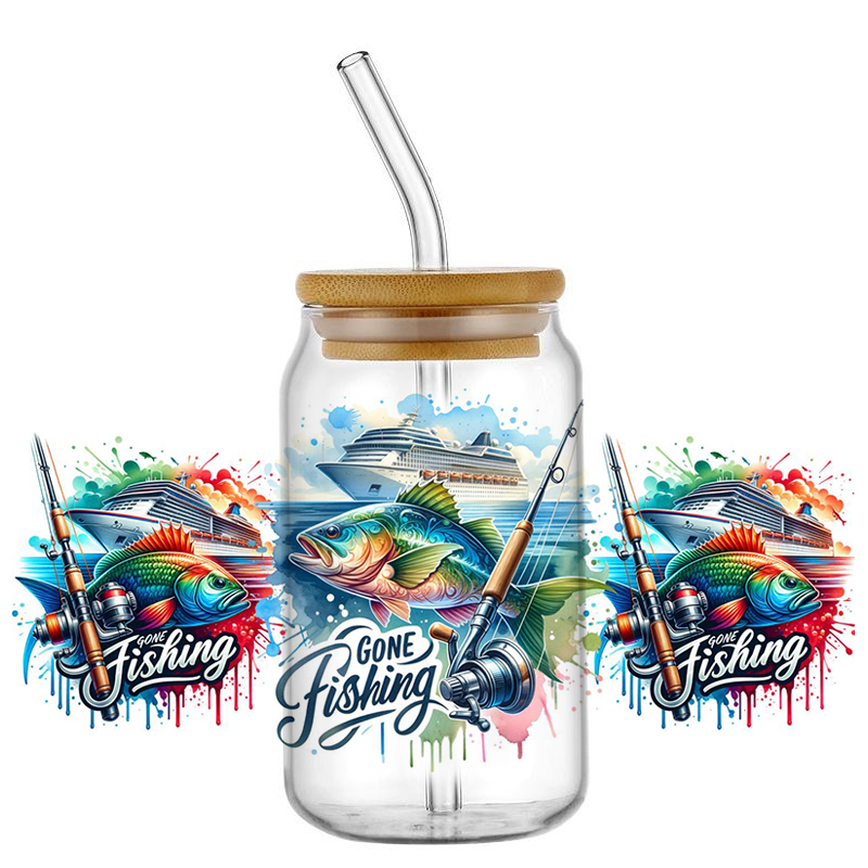 UV DTF Go Fishing Design Trans - Rdta Tank Glass avaliação e preço