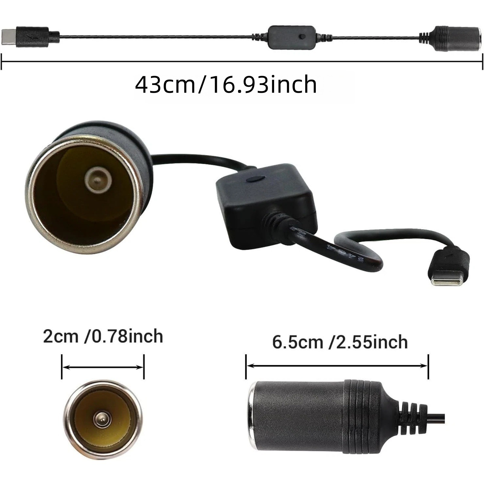 1Pc USB-C to 12V Car Cigarette - Accessories Experts Vape avaliação e preço