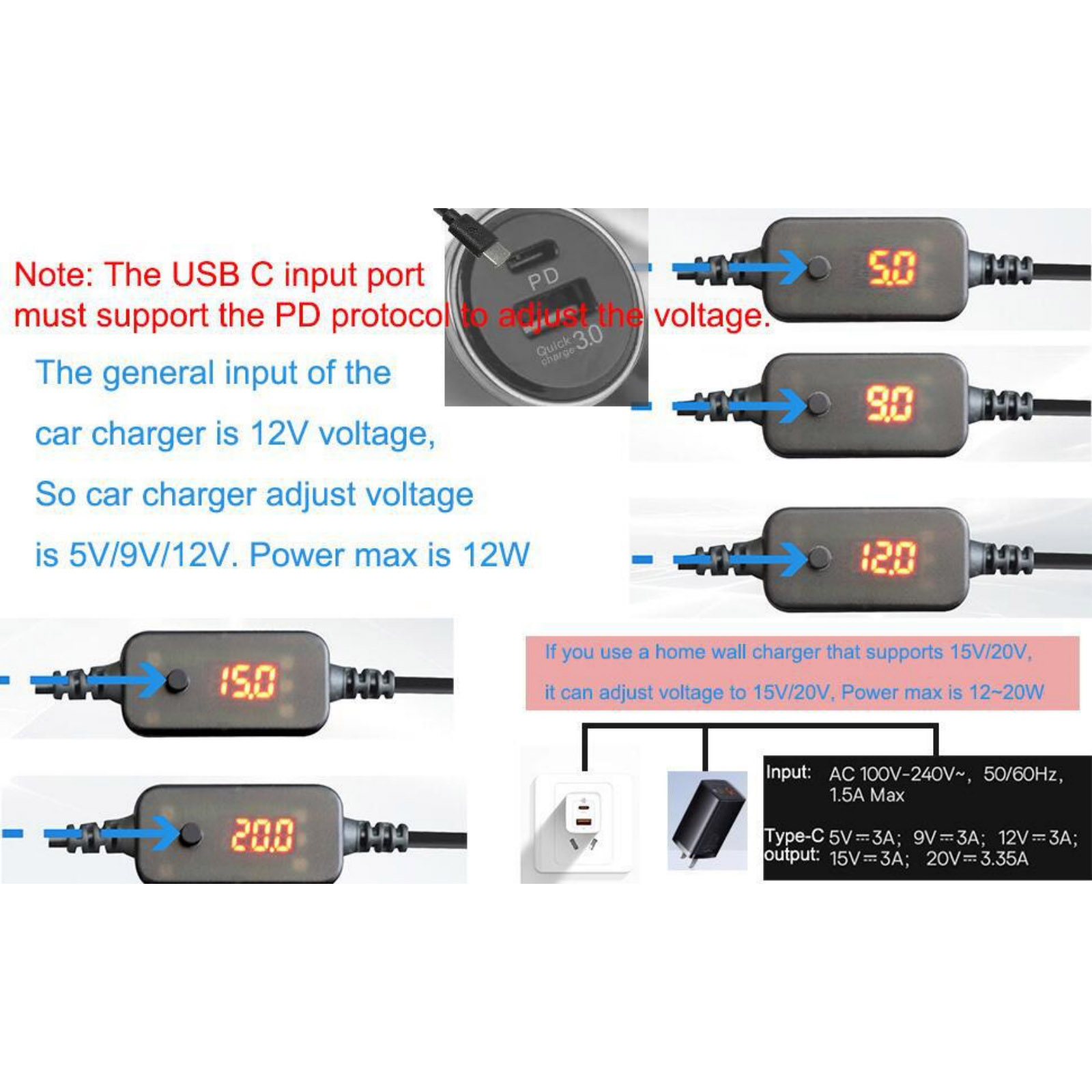 1Pc USB-C to 12V Car Cigarette - Accessories Experts Vape avaliação e preço